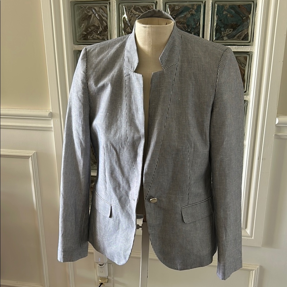 Zara Women’s Striped blue and white Blazer